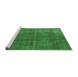 Sideview of Machine Washable Oriental Emerald Green Industrial Area Rugs, wshurb1038emgrn