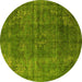 Round Oriental Yellow Industrial Rug, urb1038yw