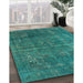 Mid-Century Modern Light Sea Green Oriental Rug in Family Room, urb1038