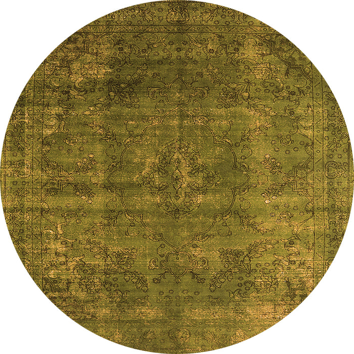 Round Machine Washable Oriental Orange Industrial Area Rugs, wshurb1038org