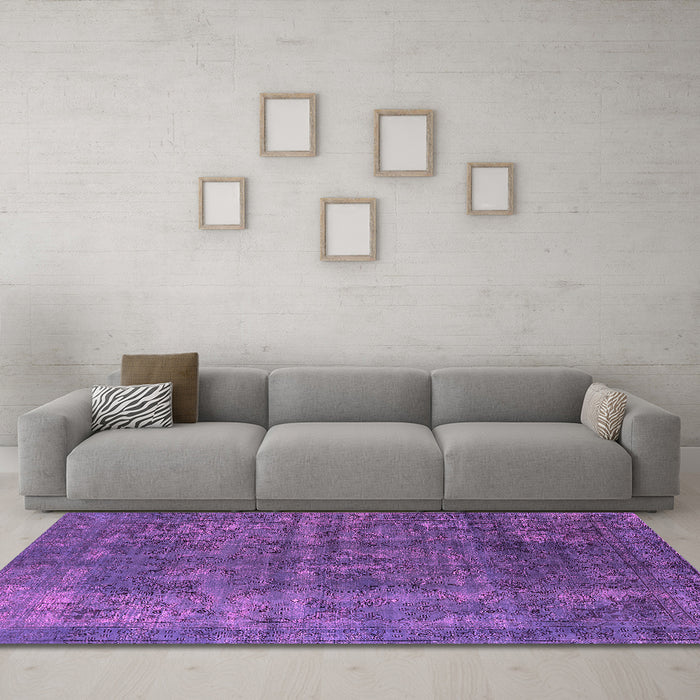 Machine Washable Oriental Pink Industrial Rug in a Living Room, wshurb1038pnk
