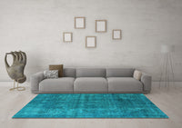 Machine Washable Oriental Light Blue Industrial Rug, wshurb1038lblu