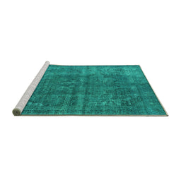 Sideview of Machine Washable Oriental Turquoise Industrial Area Rugs, wshurb1038turq