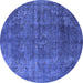 Round Oriental Blue Industrial Rug, urb1038blu