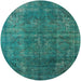 Round Mid-Century Modern Light Sea Green Oriental Rug, urb1038