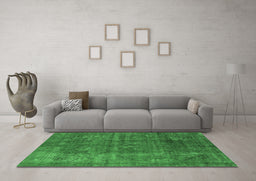 Machine Washable Oriental Emerald Green Industrial Area Rugs in a Living Room,, wshurb1038emgrn