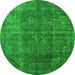 Round Oriental Green Industrial Rug, urb1038grn