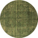 Round Oriental Brown Industrial Rug, urb1038brn