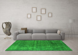Machine Washable Oriental Green Industrial Area Rugs in a Living Room,, wshurb1038grn
