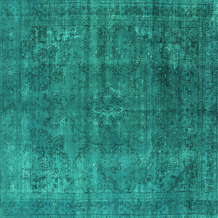 Square Oriental Turquoise Industrial Rug, urb1038turq