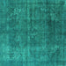 Square Oriental Turquoise Industrial Rug, urb1038turq