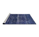 Sideview of Machine Washable Industrial Modern Lapis Blue Rug, wshurb1039