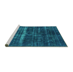 Sideview of Machine Washable Oriental Turquoise Industrial Area Rugs, wshurb1039turq