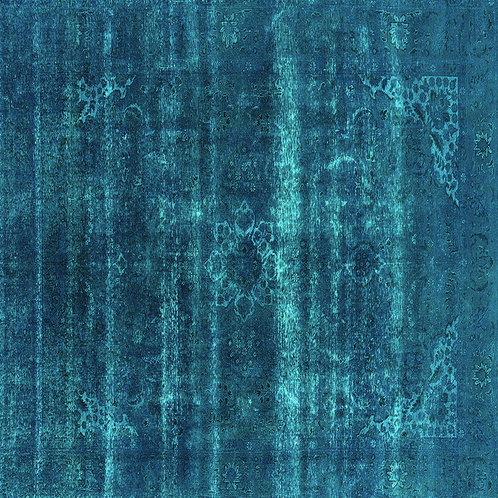Square Machine Washable Oriental Turquoise Industrial Area Rugs, wshurb1039turq