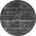 Round Oriental Gray Industrial Rug, urb1039gry