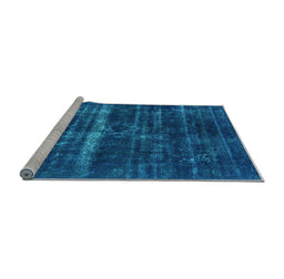 Sideview of Machine Washable Oriental Light Blue Industrial Rug, wshurb1039lblu