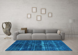 Machine Washable Oriental Light Blue Industrial Rug in a Living Room, wshurb1039lblu