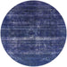 Round Mid-Century Modern Blue Oriental Rug, urb1039