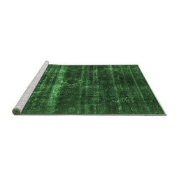 Sideview of Machine Washable Oriental Emerald Green Industrial Area Rugs, wshurb1039emgrn