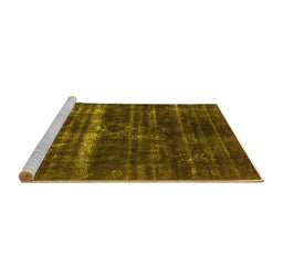 Sideview of Machine Washable Oriental Yellow Industrial Rug, wshurb1039yw