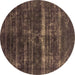 Round Oriental Brown Industrial Rug, urb1039brn