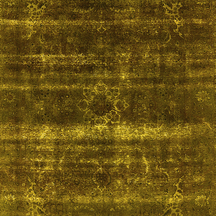 Machine Washable Oriental Yellow Industrial Rug, wshurb1039yw