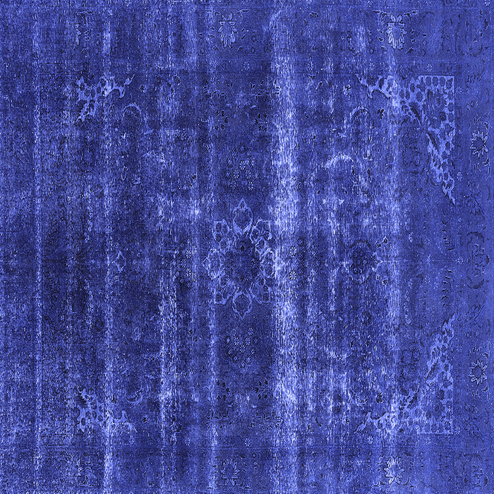 Square Machine Washable Oriental Blue Industrial Rug, wshurb1039blu