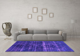 Machine Washable Oriental Purple Industrial Area Rugs in a Living Room, wshurb1039pur