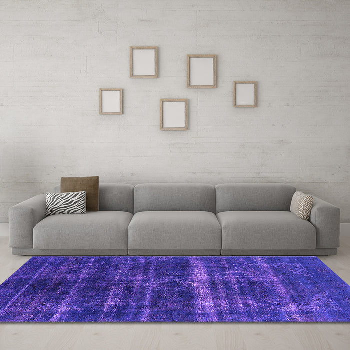 Machine Washable Oriental Purple Industrial Area Rugs in a Living Room, wshurb1039pur