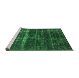 Sideview of Machine Washable Oriental Green Industrial Area Rugs, wshurb1039grn