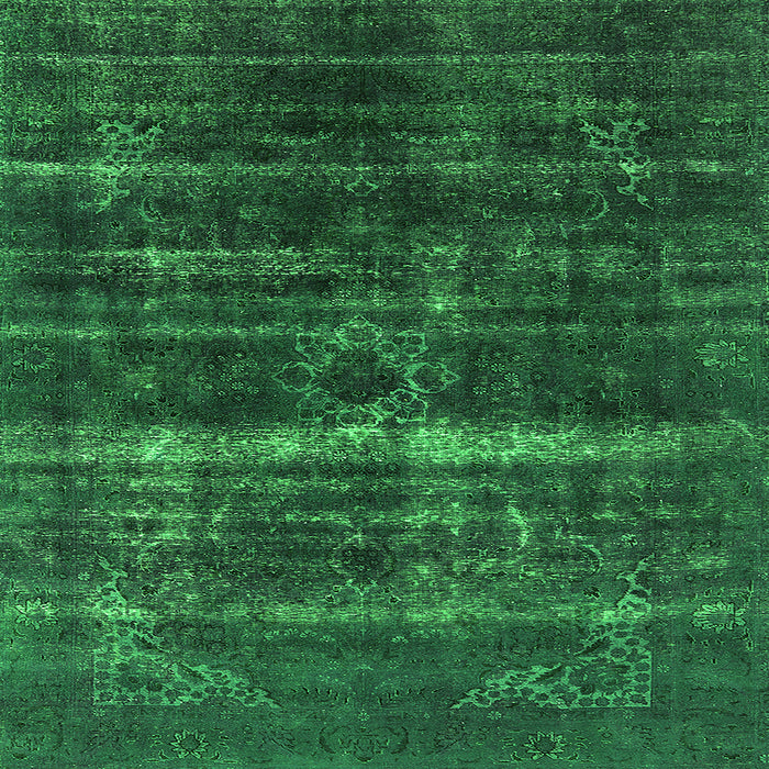 Square Machine Washable Oriental Green Industrial Area Rugs, wshurb1039grn
