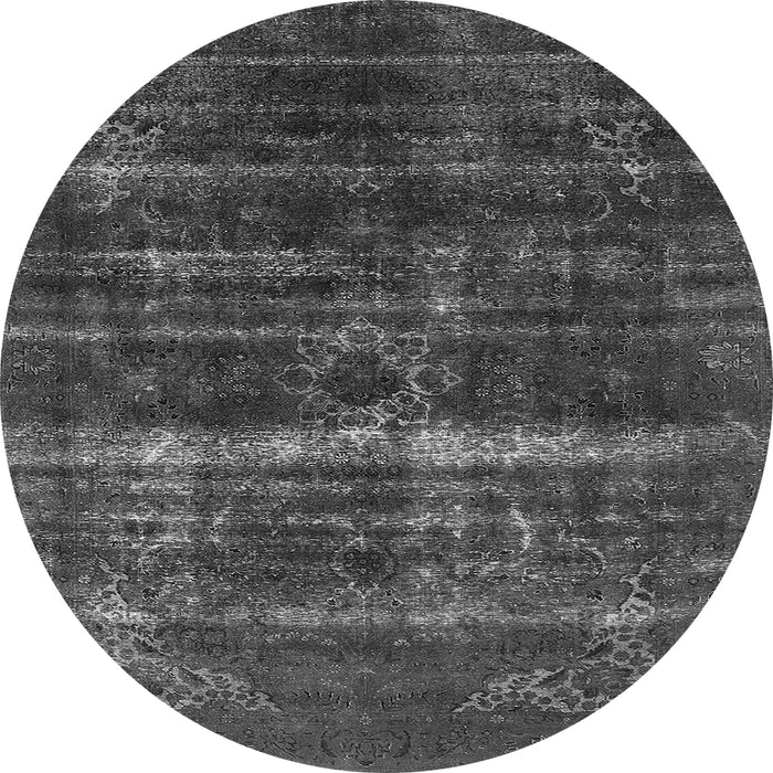 Round Machine Washable Oriental Gray Industrial Rug, wshurb1039gry