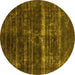 Round Oriental Yellow Industrial Rug, urb1039yw