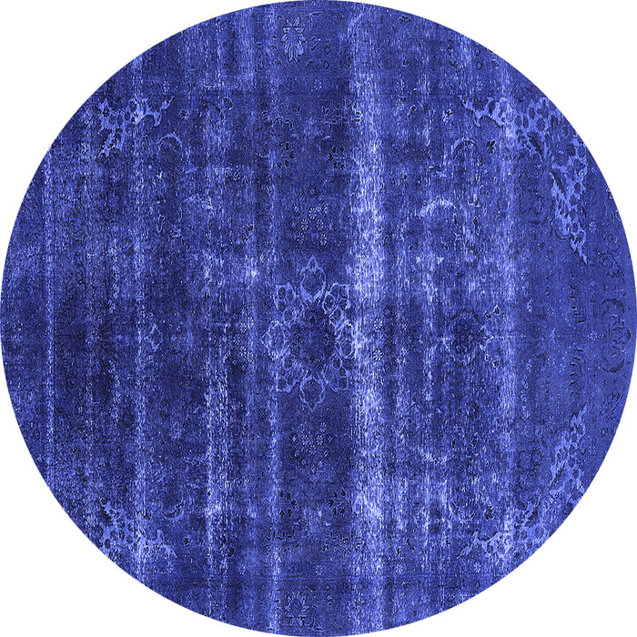 Round Oriental Blue Industrial Rug, urb1039blu