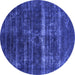 Round Oriental Blue Industrial Rug, urb1039blu