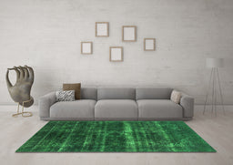 Machine Washable Oriental Green Industrial Area Rugs in a Living Room,, wshurb1039grn