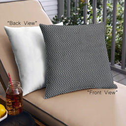 Front View of Mid-Century Modern Urban Square Charcoal Black Throw Pillow, 18 inch by 18 inch, pwurb103