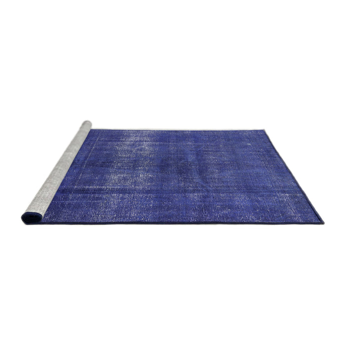 Sideview of Machine Washable Industrial Modern Sapphire Blue Rug, wshurb1040