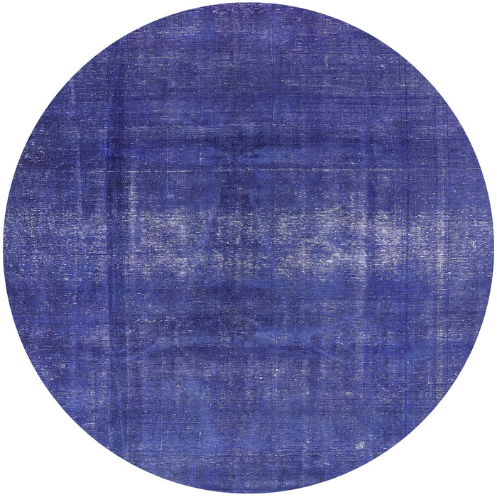 Round Machine Washable Industrial Modern Sapphire Blue Rug, wshurb1040