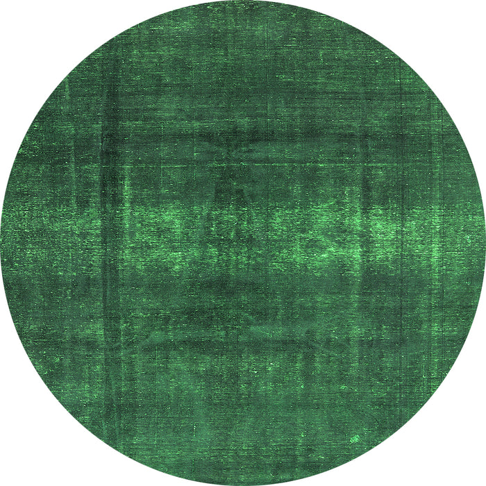 Round Machine Washable Oriental Green Industrial Area Rugs, wshurb1040grn