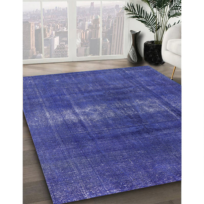 Machine Washable Industrial Modern Sapphire Blue Rug in a Family Room, wshurb1040