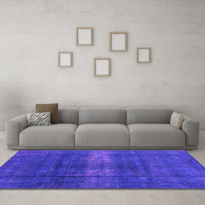 Machine Washable Oriental Purple Industrial Area Rugs in a Living Room, wshurb1040pur