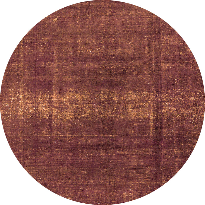 Round Machine Washable Oriental Orange Industrial Area Rugs, wshurb1040org