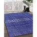 Mid-Century Modern Sapphire Blue Oriental Rug in Family Room, urb1040