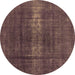 Round Oriental Brown Industrial Rug, urb1040brn