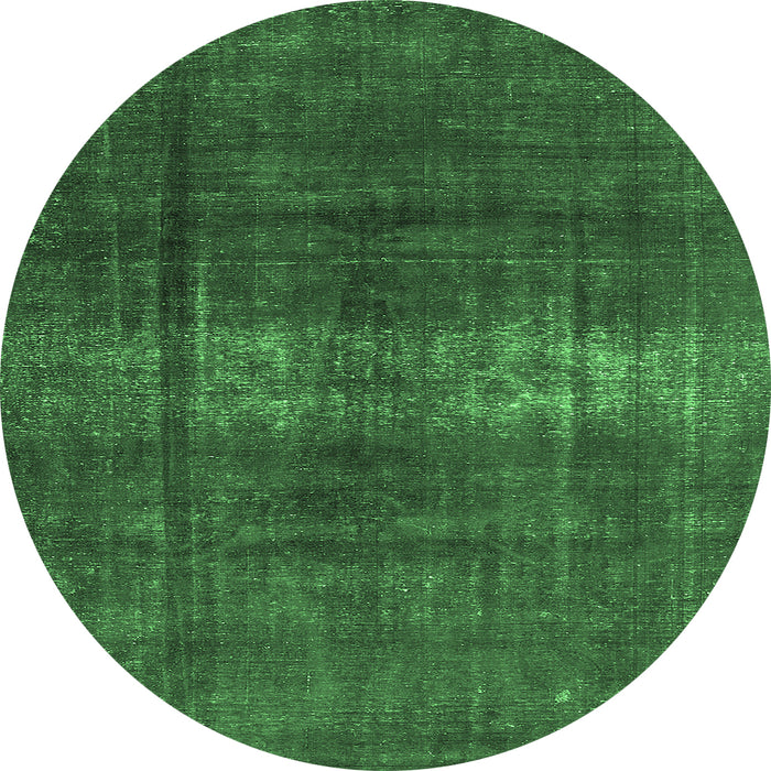 Round Oriental Emerald Green Industrial Rug, urb1040emgrn