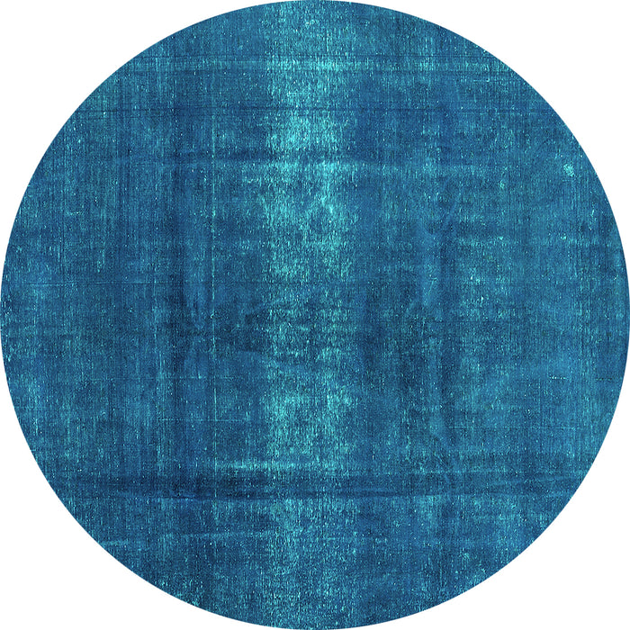 Round Machine Washable Oriental Turquoise Industrial Area Rugs, wshurb1040turq
