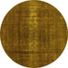 Round Oriental Yellow Industrial Rug, urb1040yw