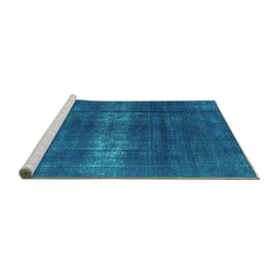 Sideview of Machine Washable Oriental Turquoise Industrial Area Rugs, wshurb1040turq