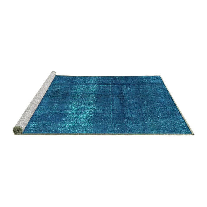 Sideview of Machine Washable Oriental Turquoise Industrial Area Rugs, wshurb1040turq